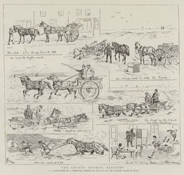 A eleição do conselho do condado, as aventuras de um oficial presidente em seu caminho para o local de votação em Essex